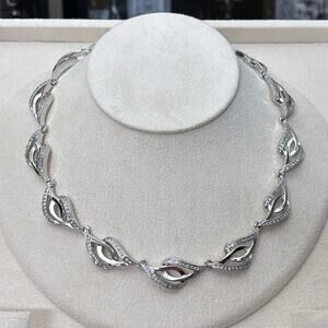 D’Orlan Rhodium Plated Necklace with Swarovski Crystals 16-18”